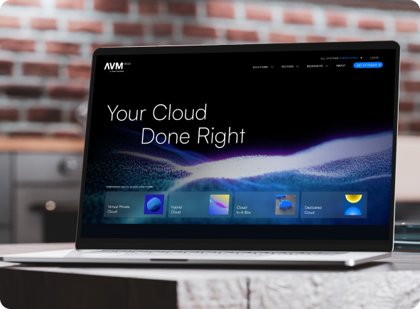 Redesigned landing, the 'Your Cloud Done Right' hero on desktop.