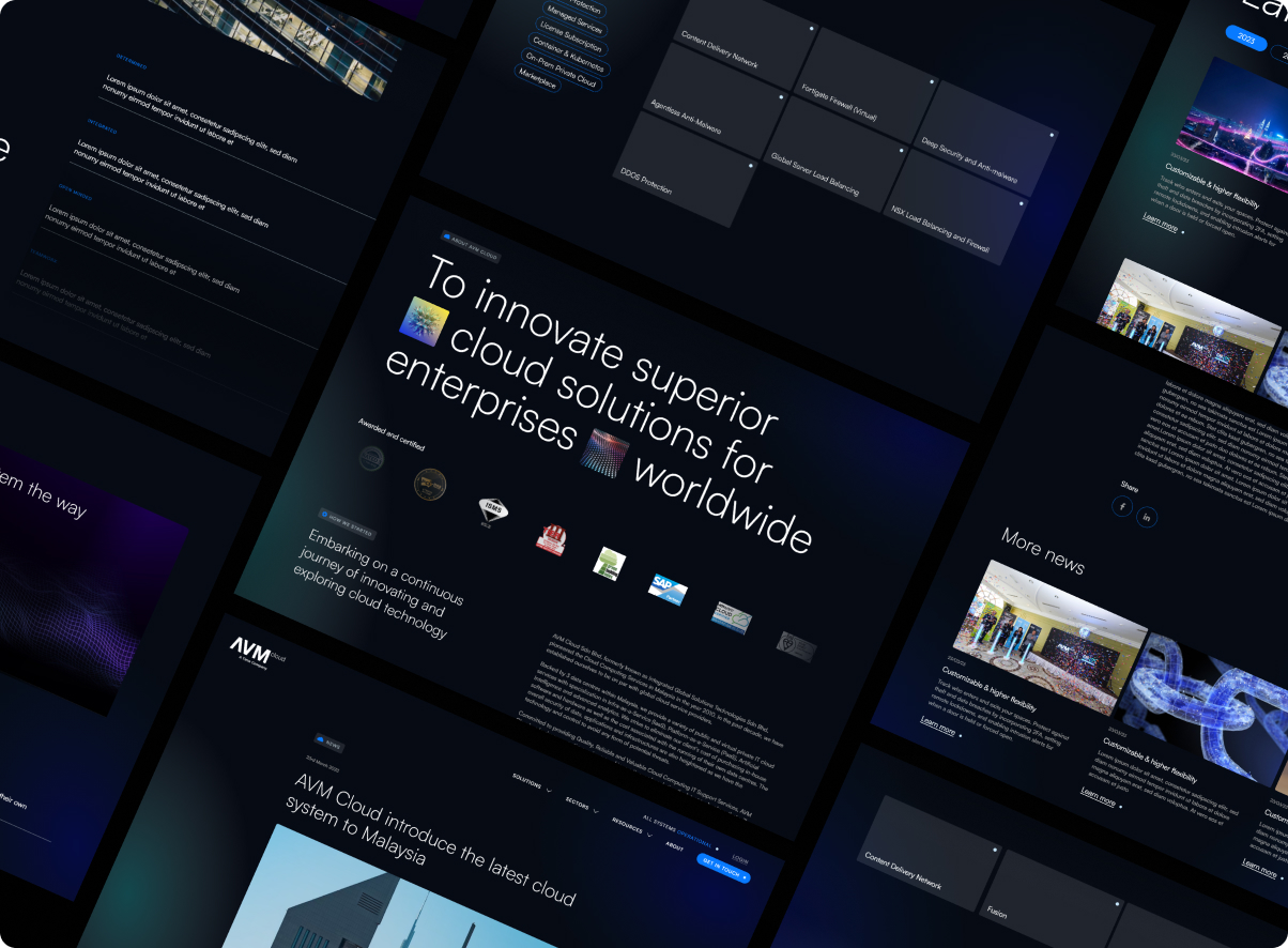 Redesigned pages, the site across its full range of layouts.