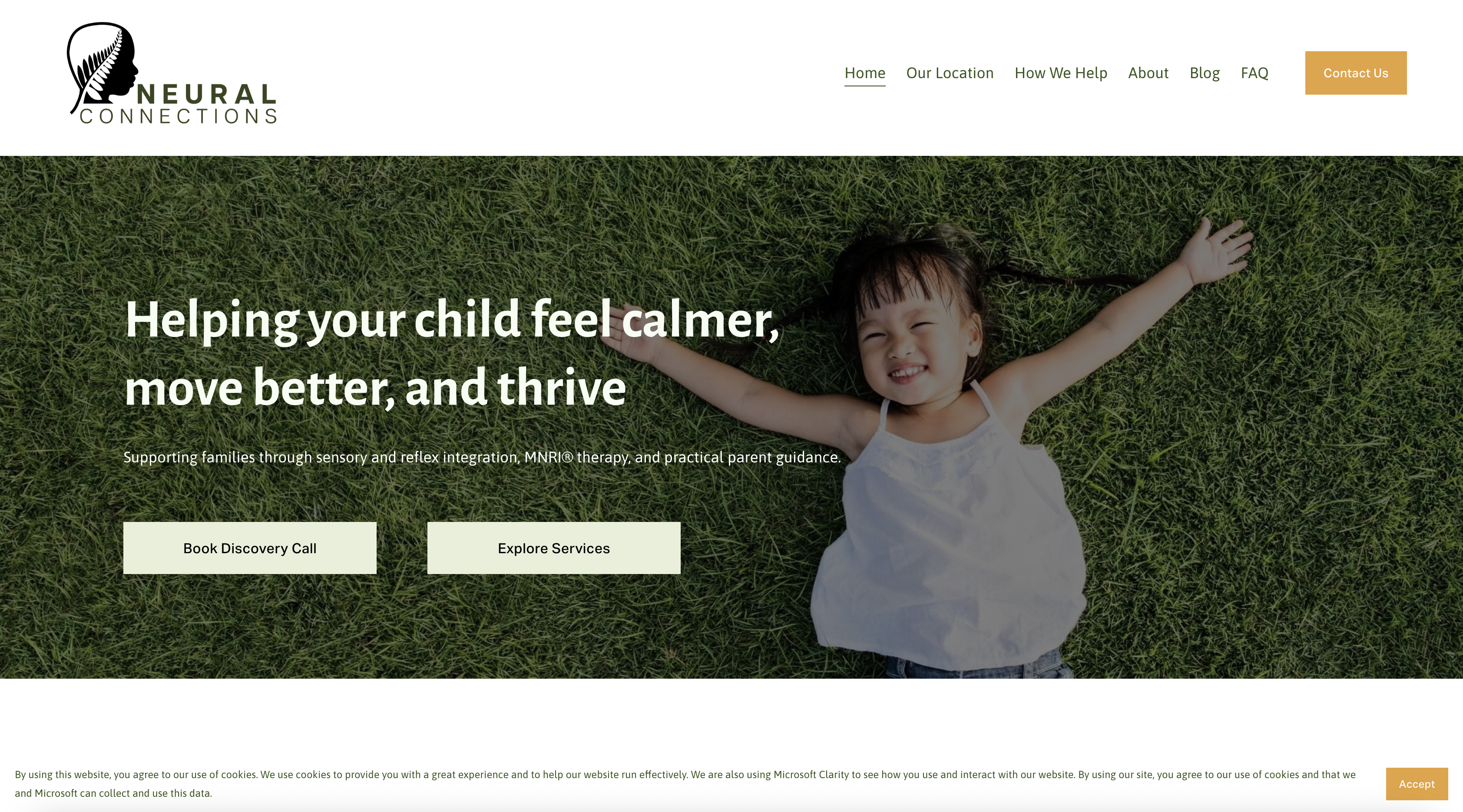 Home hero: the practice's welcome and its core promise to parents.